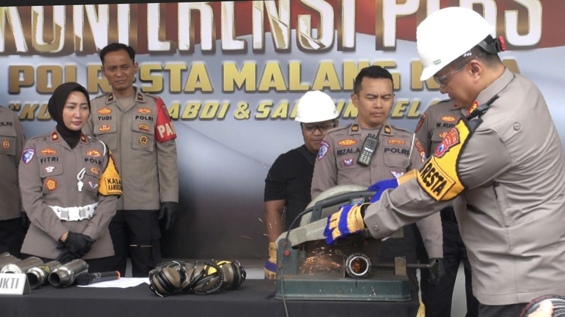 440 Knalpot Brong Hasil Operasi Zebra Dimusnahkan Polresta Malang Kota