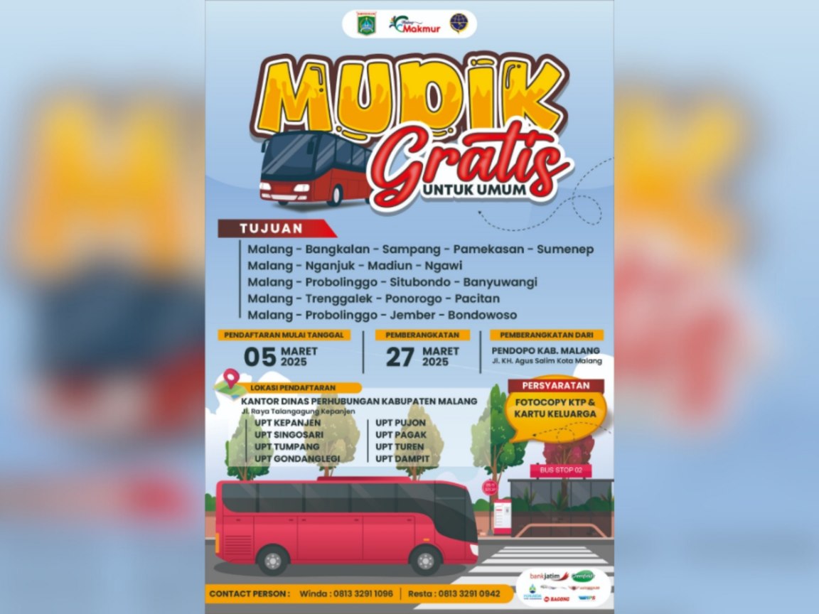 Kabar Gembira, Pemkab Malang Sediakan 350 Kuota Mudik Gratis Lebaran 2025 19 Kabar Gembira, Pemkab Malang Sediakan 350 Kuota Mudik Gratis Lebaran 2025