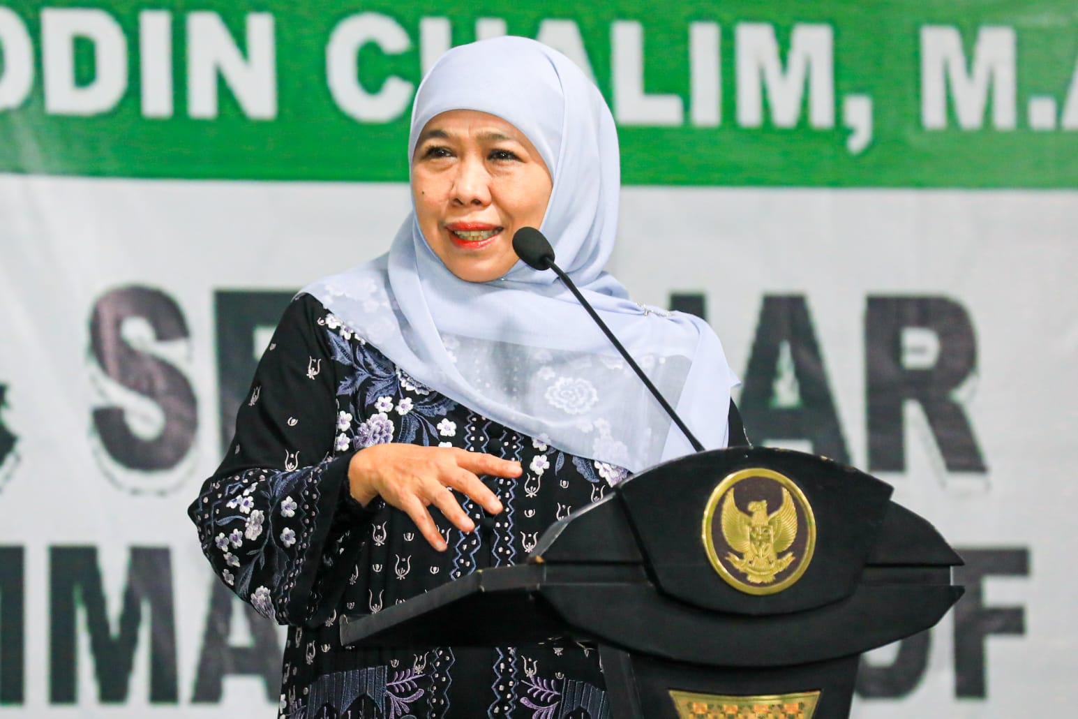 Gubernur Jawa Timur Khofifah Indar Parawansa menegaskan dukungannya agar KH. Yusuf Hasyim mendapatkan predikat pahlawan Nasional. (Foto : Istimewa)