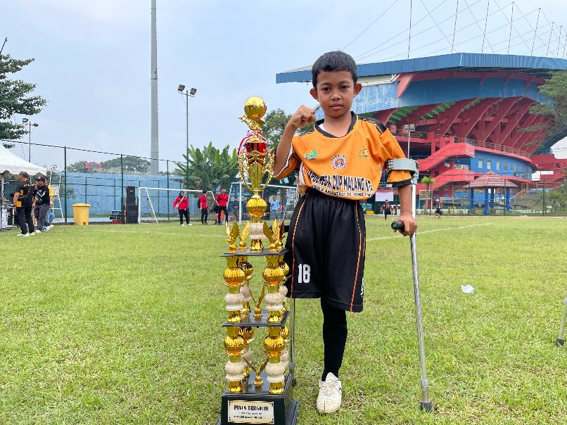 Musyafai Yudanta Alimaimun, pemain Persama Malang berusia 10 tahun (A.Malik/ tagarjatim.id)