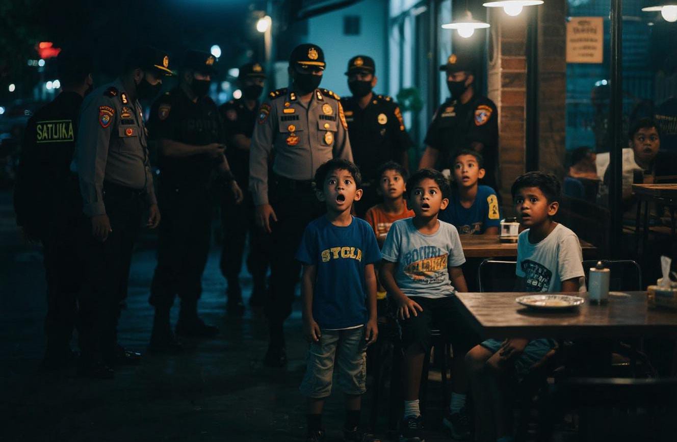 Ilustrasi sejumlah petugas gabungan memergoki sejumlah anak-anak masih berkeliaran di atas jam 22.00 WIB. (Foto: Istimewa)