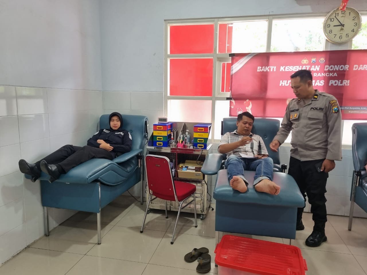 HUT Humas Polri Ke-74, Humas Polres Lamongan Gelar Donor Darah