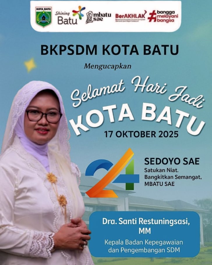 iklan ucapan HUT kota batu ke 24 dari BKPSDM kota batu