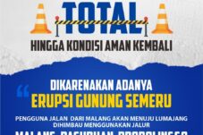 Polres Malang Tutup Jalur Ampelgading–Lumajang Pasca Gunung Semeru Erupsi