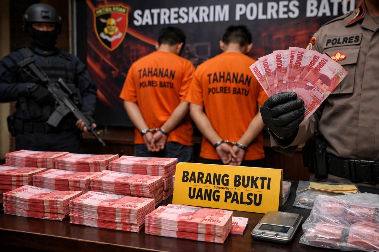 Peredaran Uang Palsu di Kota Batu Terbongkar, Dua Pelaku Ditahan