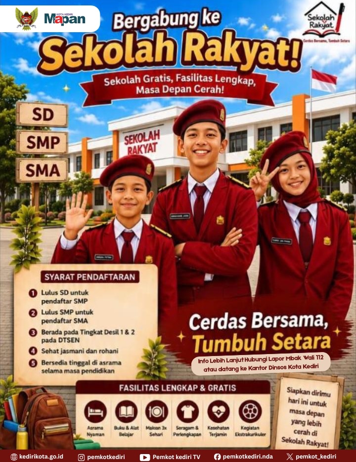 Sekolah Rakyat Kota Kediri Mulai Jaring Siswa, Prioritaskan Anak Desil 1 dan 2