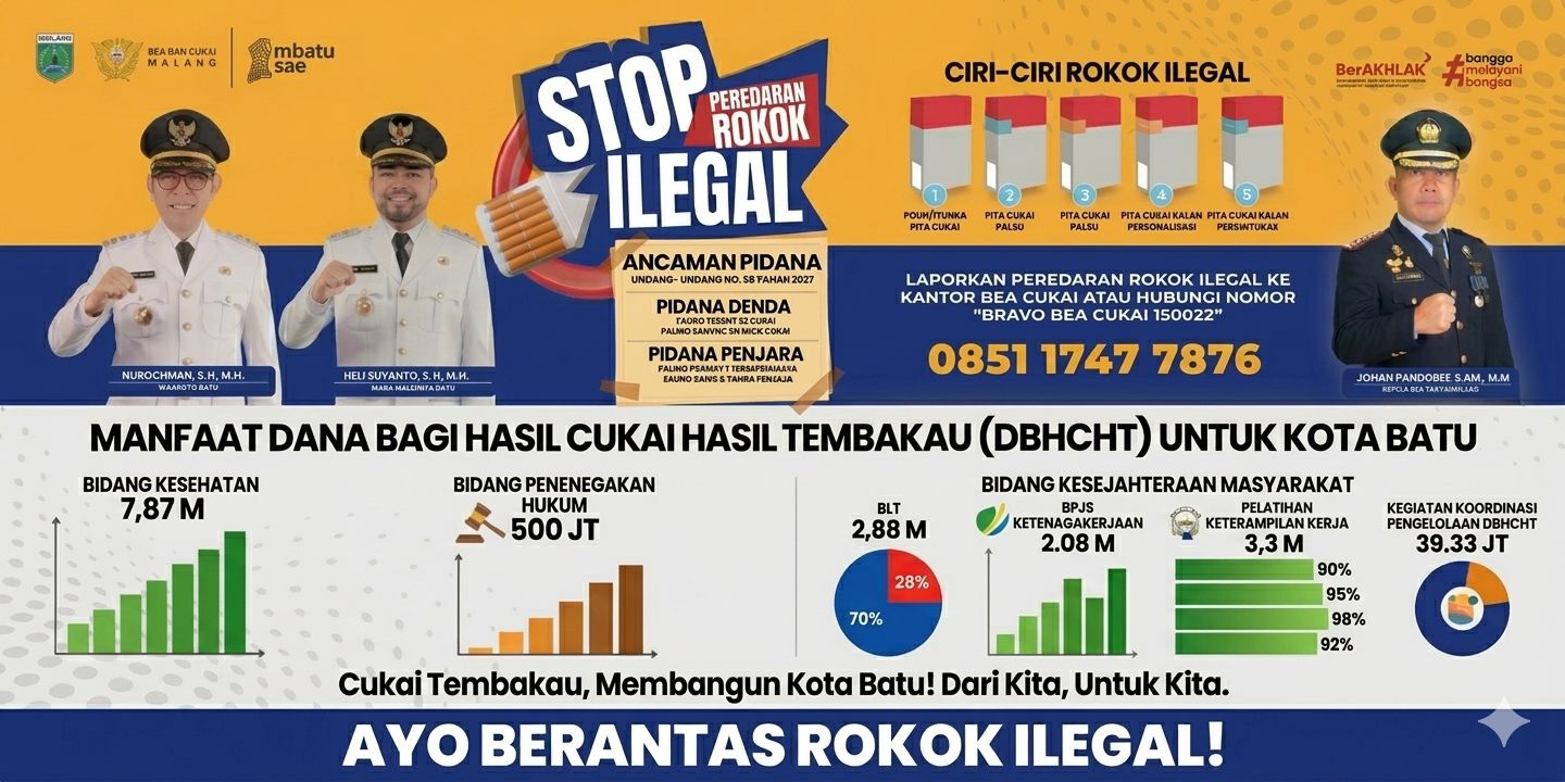 Bersama Bea Cukai Sosialisasikan Ketentuan Cukai, Pemkot Batu Libatkan PSM dan Pedagang Ritel Gempur Rokok Ilegal