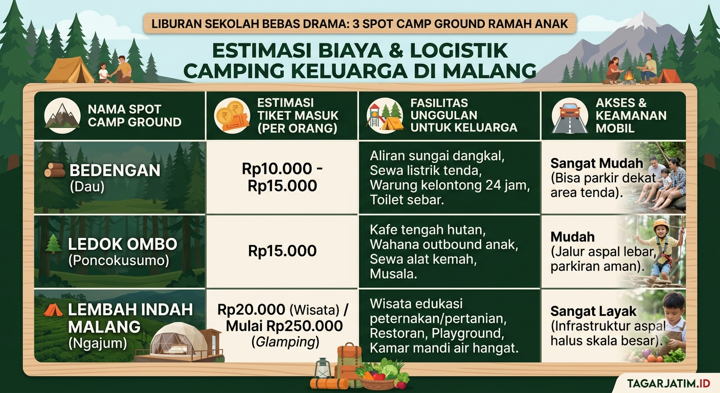 3 Spot Camp Ground Malang Aman untuk Keluarga: Rekomendasi Liburan Sekolah Bebas Drama 2 Estimasi biaya dan logistik wisata camping ground di Kabupaten Malang (Tagarjatim.id)